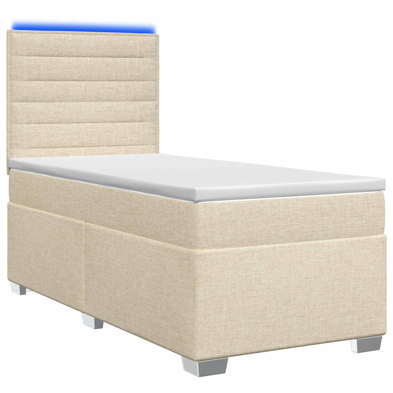Κρεβάτι box spring με στρώμα Κρεμ 90 x 200 cm Ύφασμα - Pakobazaar
