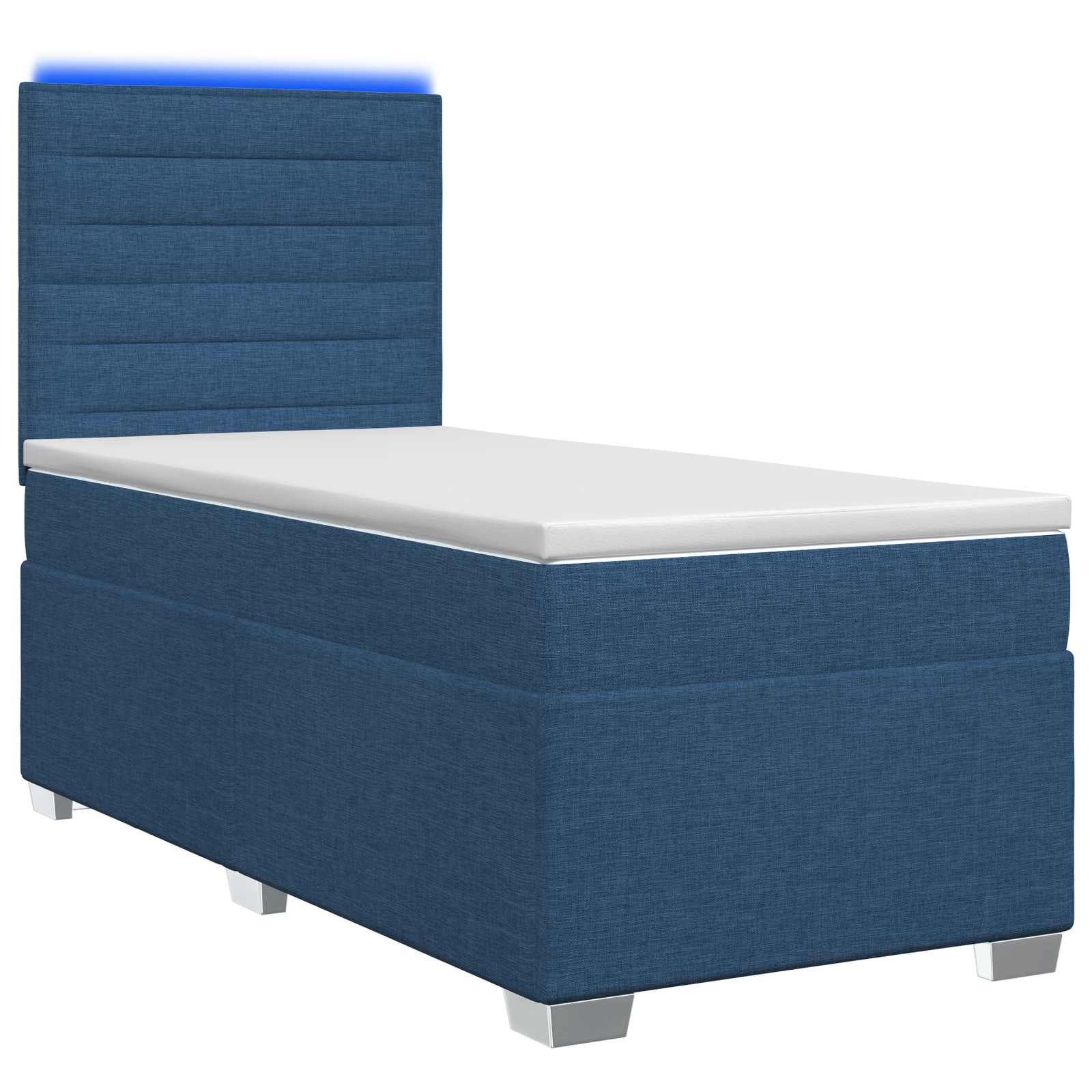Κρεβάτι box spring με στρώμα Μπλε 90 x 200 cm Ύφασμα - Pakobazaar
