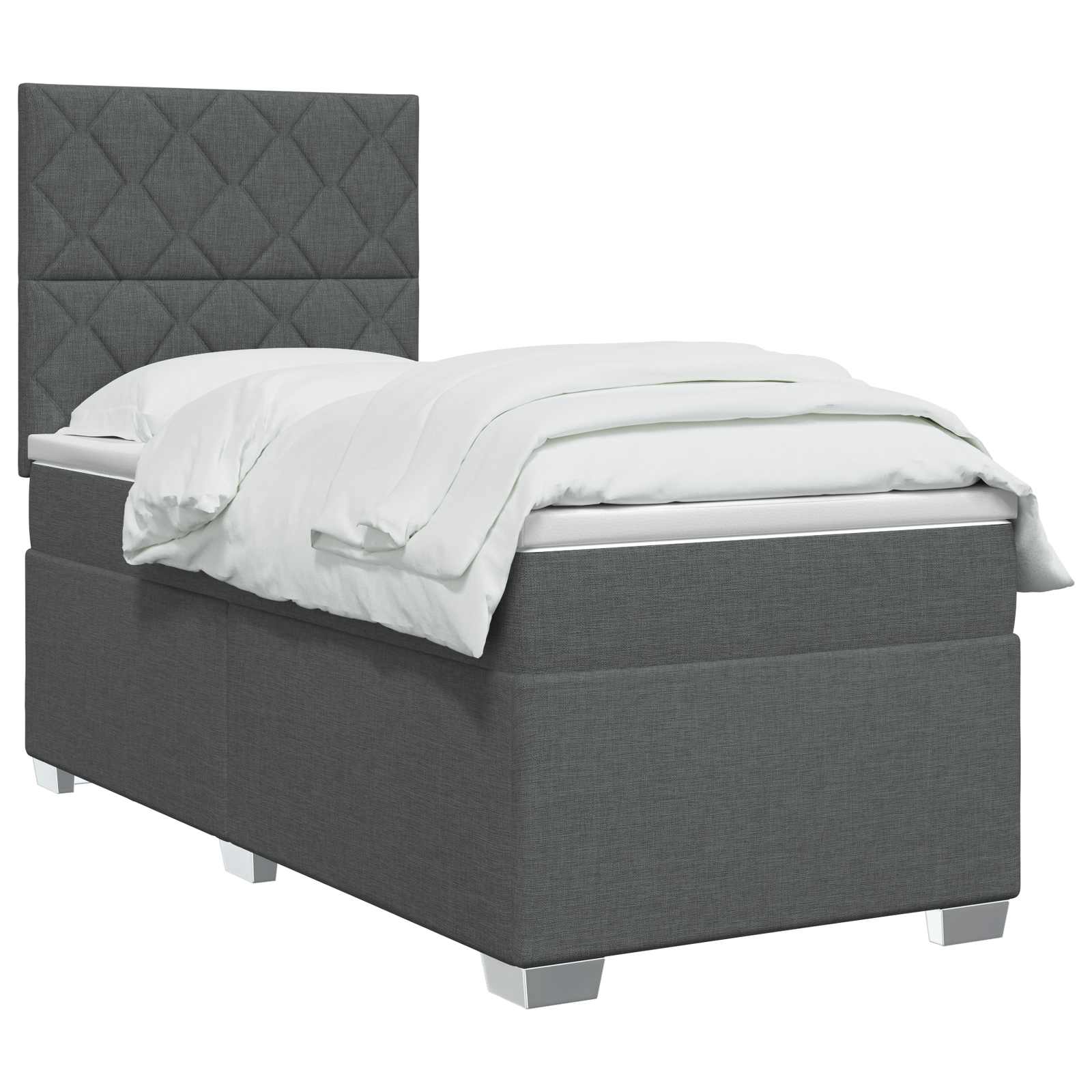 Κρεβάτι box spring με στρώμα Σκούρο Γκρι 90 x 200 cm Ύφασμα - Pakobazaar