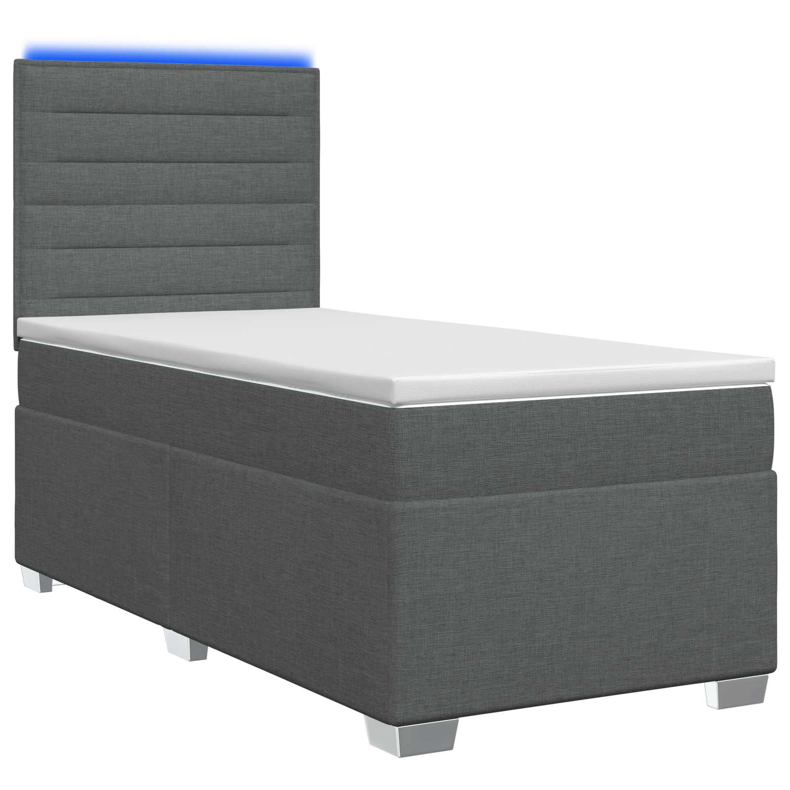 Κρεβάτι box spring με στρώμα Σκούρο Γκρι 100 x 200 cm Ύφασμα - Pakobazaar