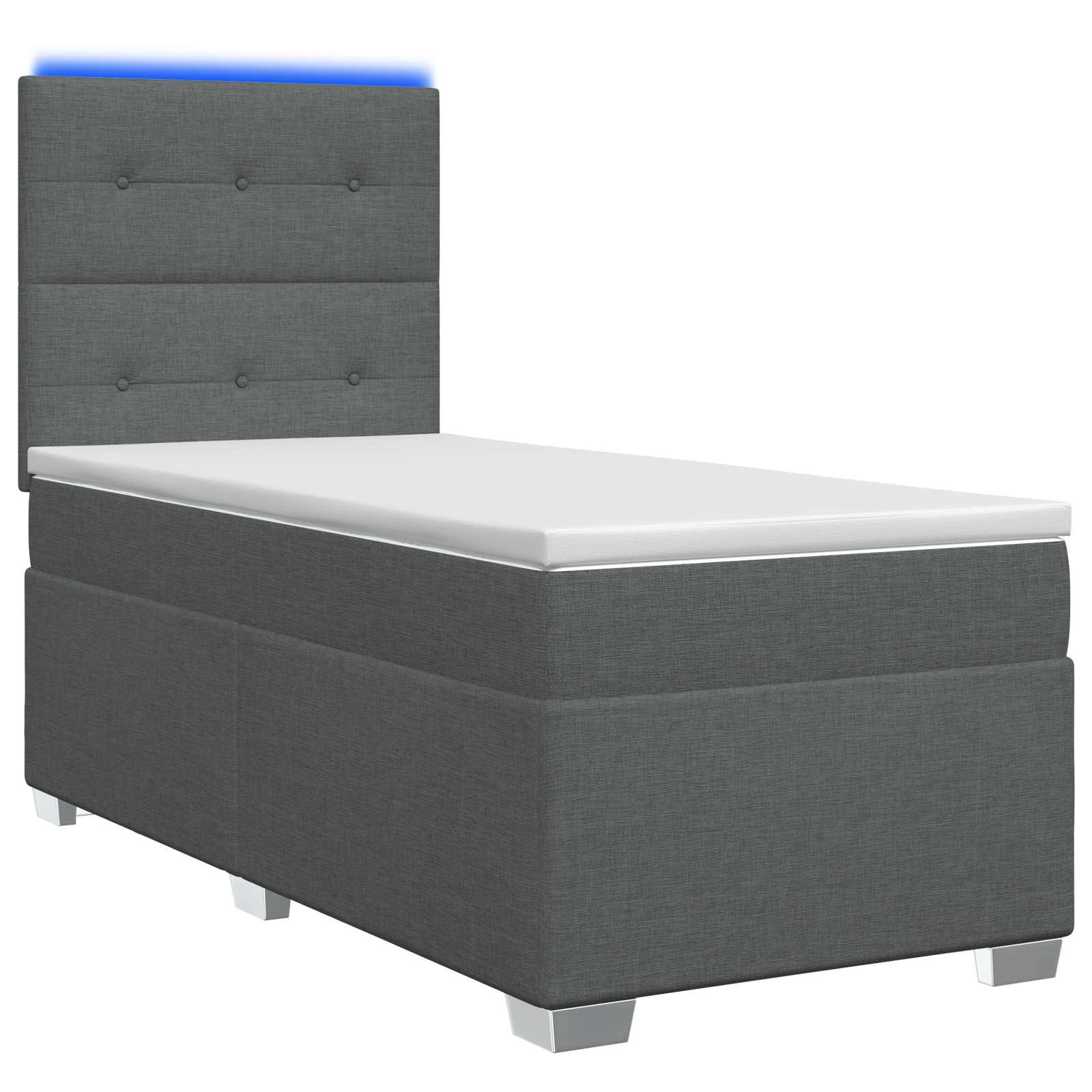 Κρεβάτι box spring με στρώμα Σκούρο Γκρι 100 x 200 cm Ύφασμα - Pakobazaar