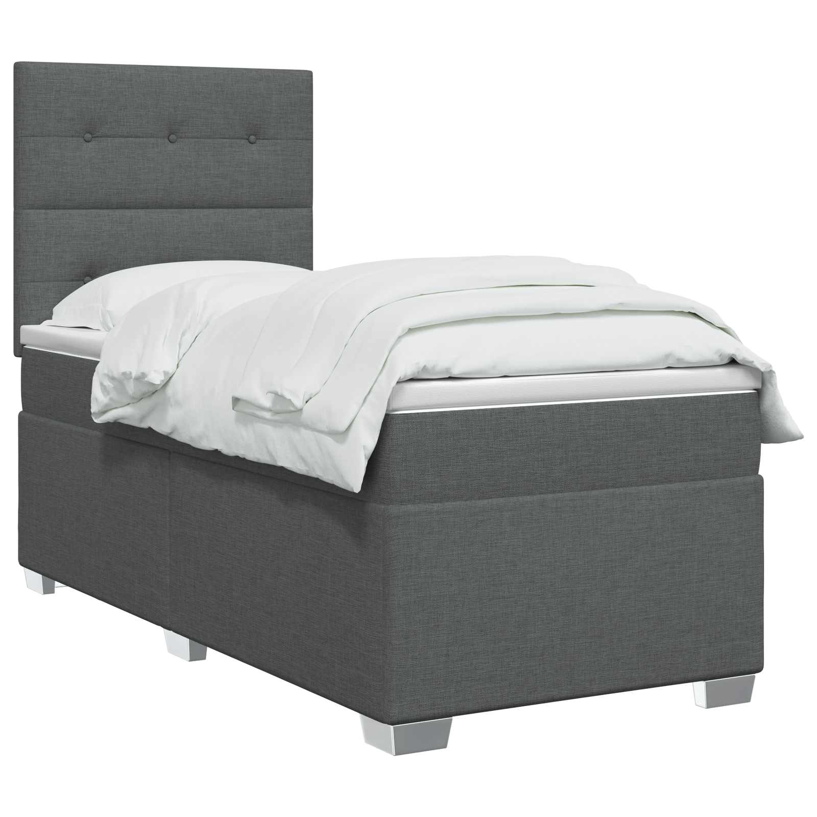 Κρεβάτι box spring με στρώμα Σκούρο Γκρι 100 x 200 cm Ύφασμα - Pakobazaar