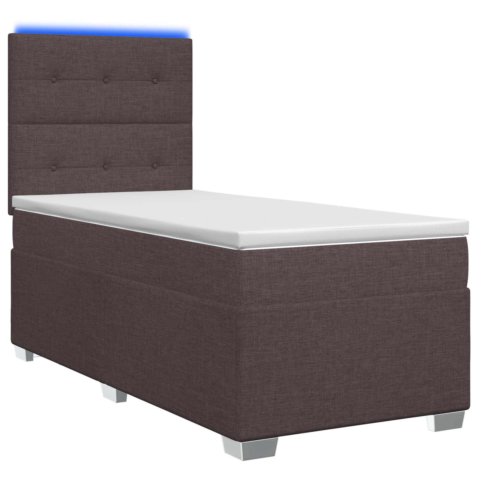 Κρεβάτι box spring με στρώμα Σκούρο Καφέ 100 x 200 cm Ύφασμα - Pakobazaar