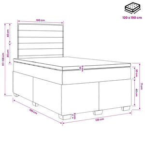 Κρεβάτι box spring με στρώμα Ανοιχτό γκρι 120 x 190 cm Ύφασμα - Pakobazaar