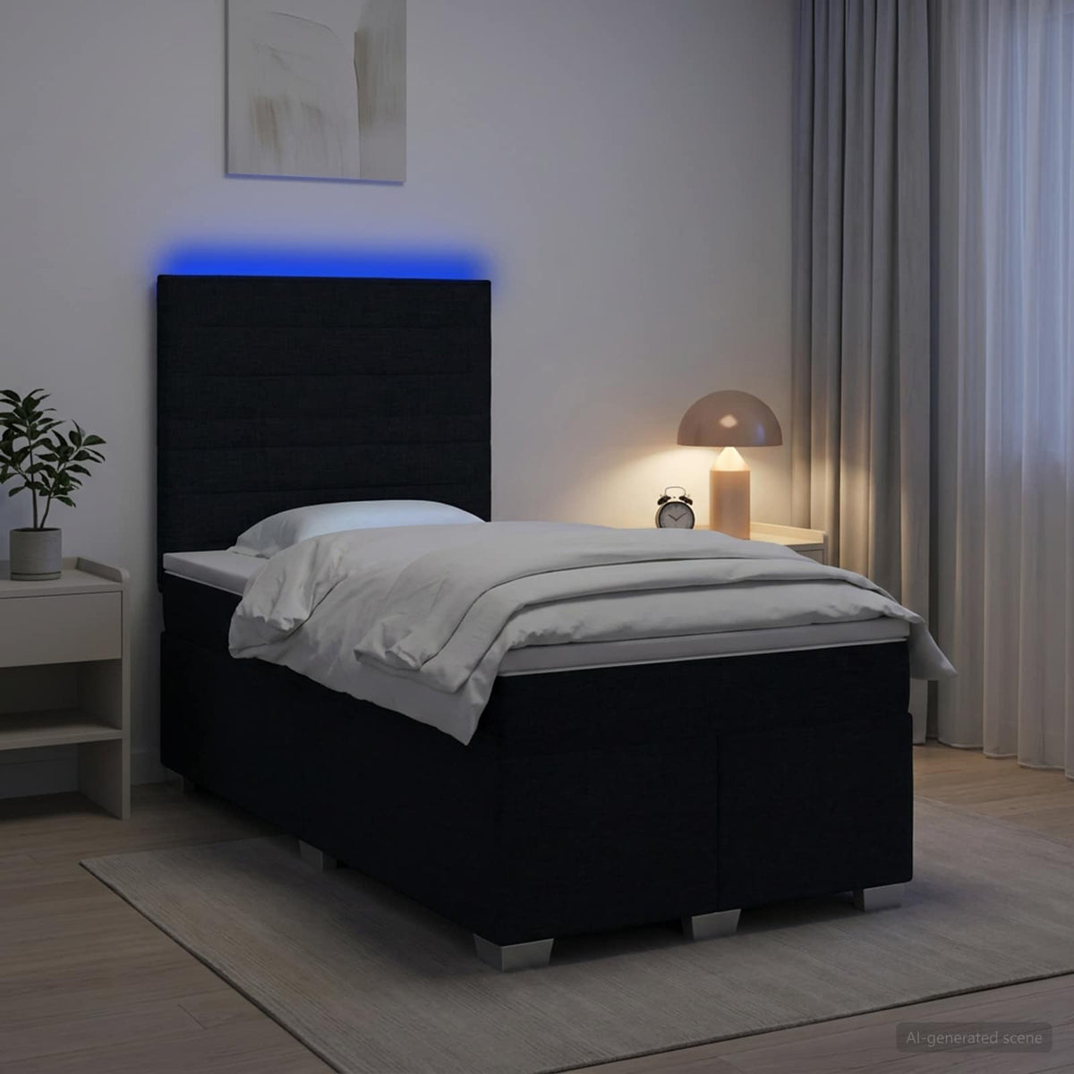 Κρεβάτι box spring με στρώμα Μαύρο 120 x 190 cm Ύφασμα