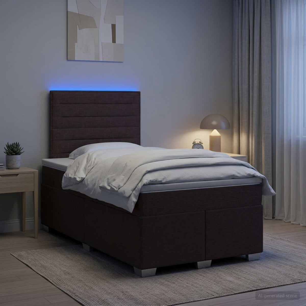 Κρεβάτι box spring με στρώμα Σκούρο Καφέ 120 x 190 cm Ύφασμα - Pakobazaar