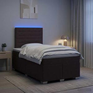 Κρεβάτι box spring με στρώμα Σκούρο Καφέ 120 x 190 cm Ύφασμα - Pakobazaar