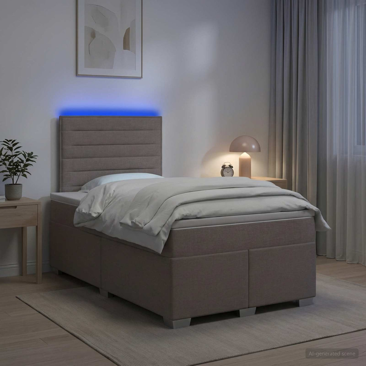 Κρεβάτι box spring με στρώμα Taupe 120 x 200 cm Ύφασμα