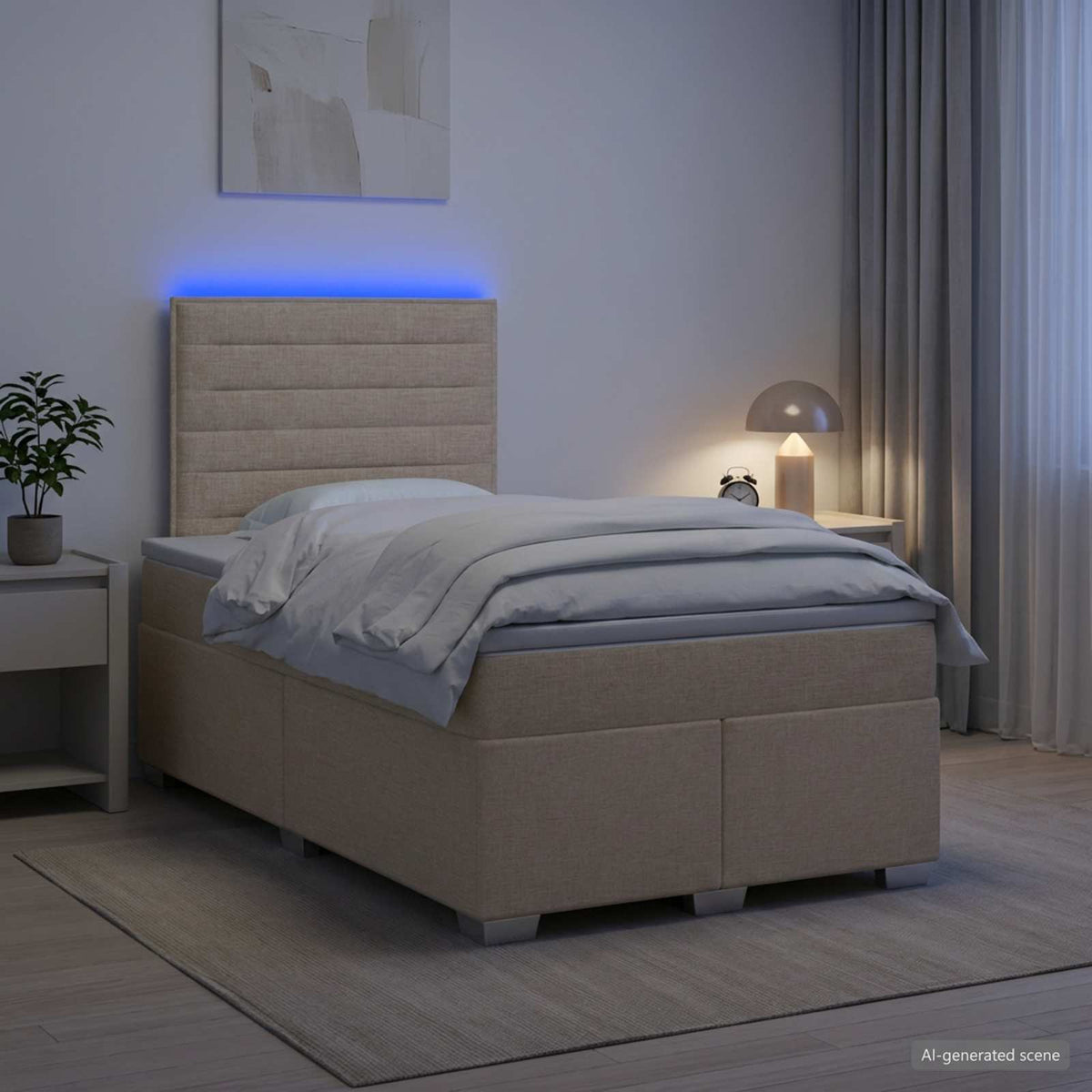 Κρεβάτι box spring με στρώμα Κρεμ 120 x 200 cm Ύφασμα