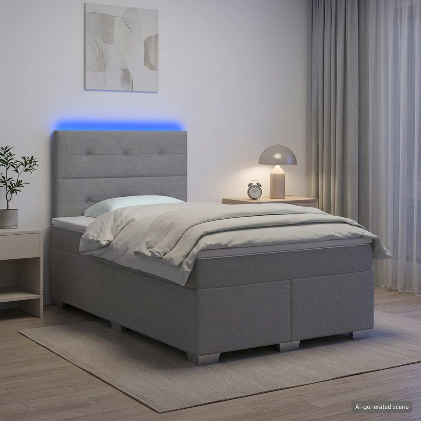 Κρεβάτι box spring με στρώμα Ανοιχτό γκρι 120 x 190 cm Ύφασμα - Pakobazaar