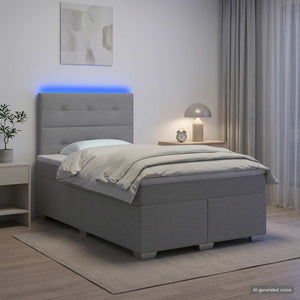 Κρεβάτι box spring με στρώμα Ανοιχτό γκρι 120 x 200 cm Ύφασμα - Pakobazaar