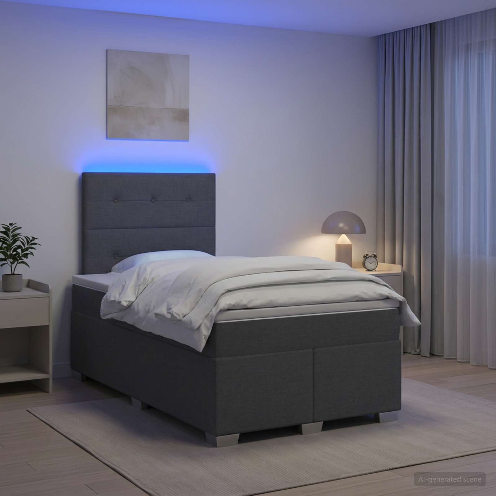 Κρεβάτι box spring με στρώμα Σκούρο Γκρι 120 x 200 cm Ύφασμα - Pakobazaar