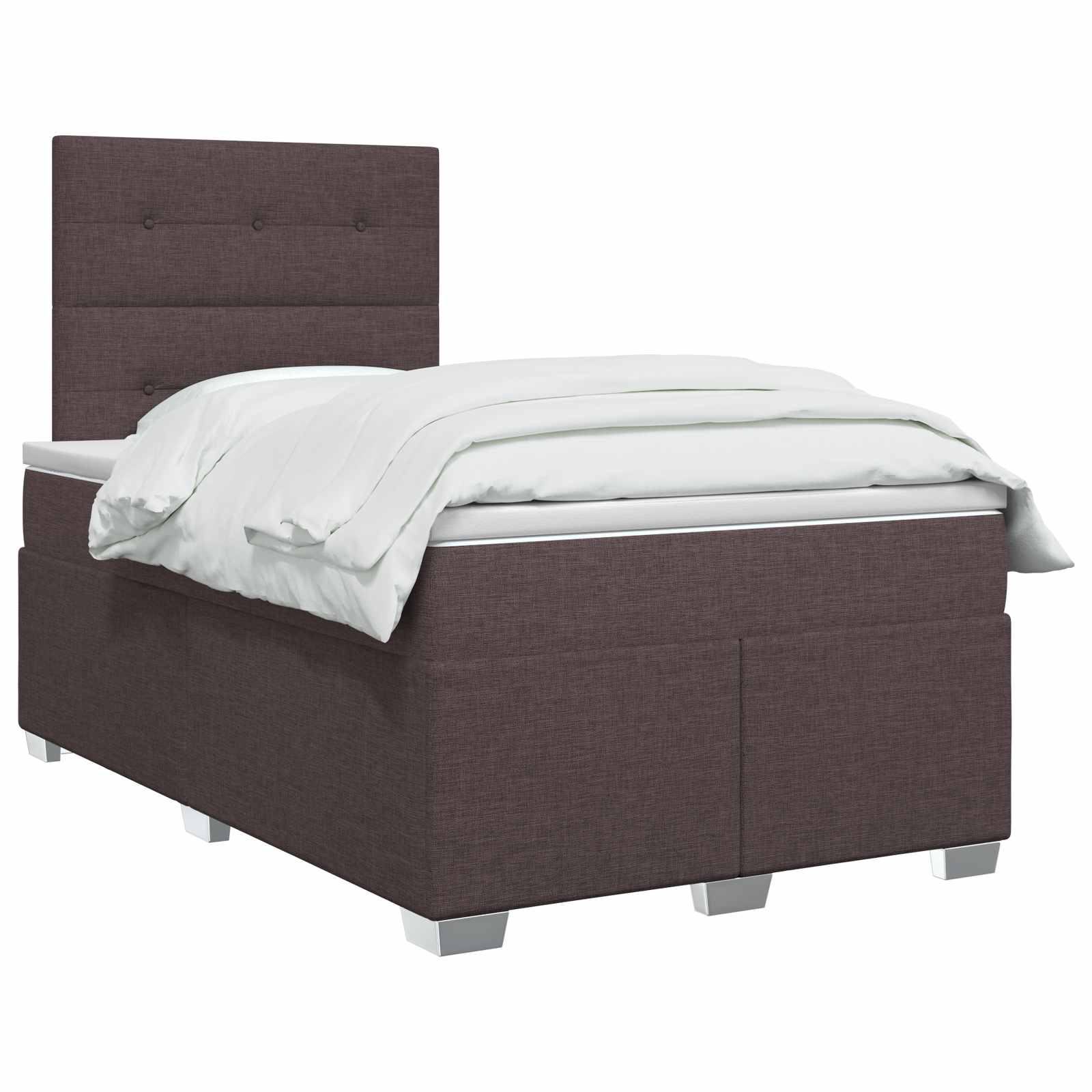 Κρεβάτι box spring με στρώμα Σκούρο Καφέ 120 x 190 cm Ύφασμα - Pakobazaar
