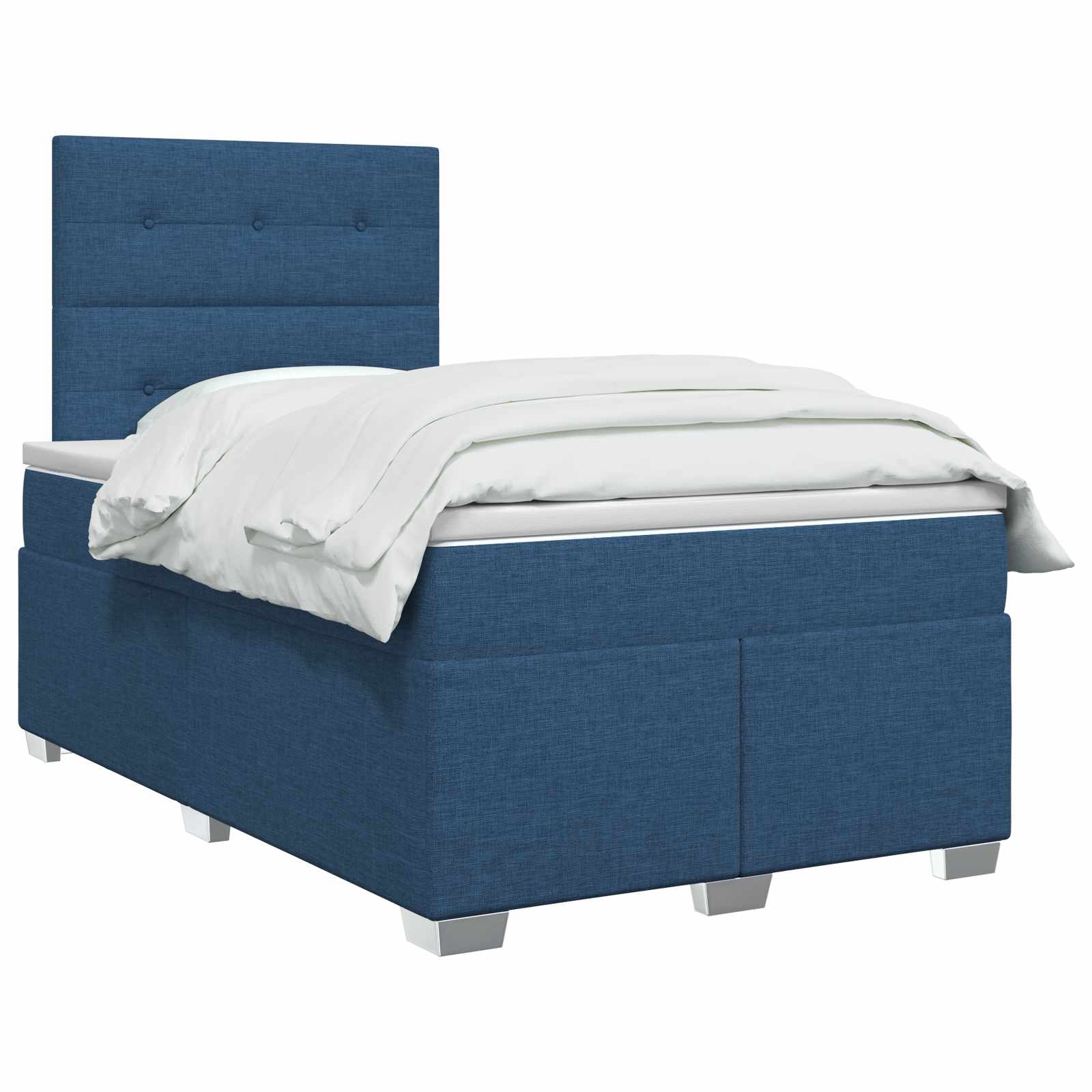 Κρεβάτι box spring με στρώμα Μπλε 120 x 190 cm Ύφασμα - Pakobazaar