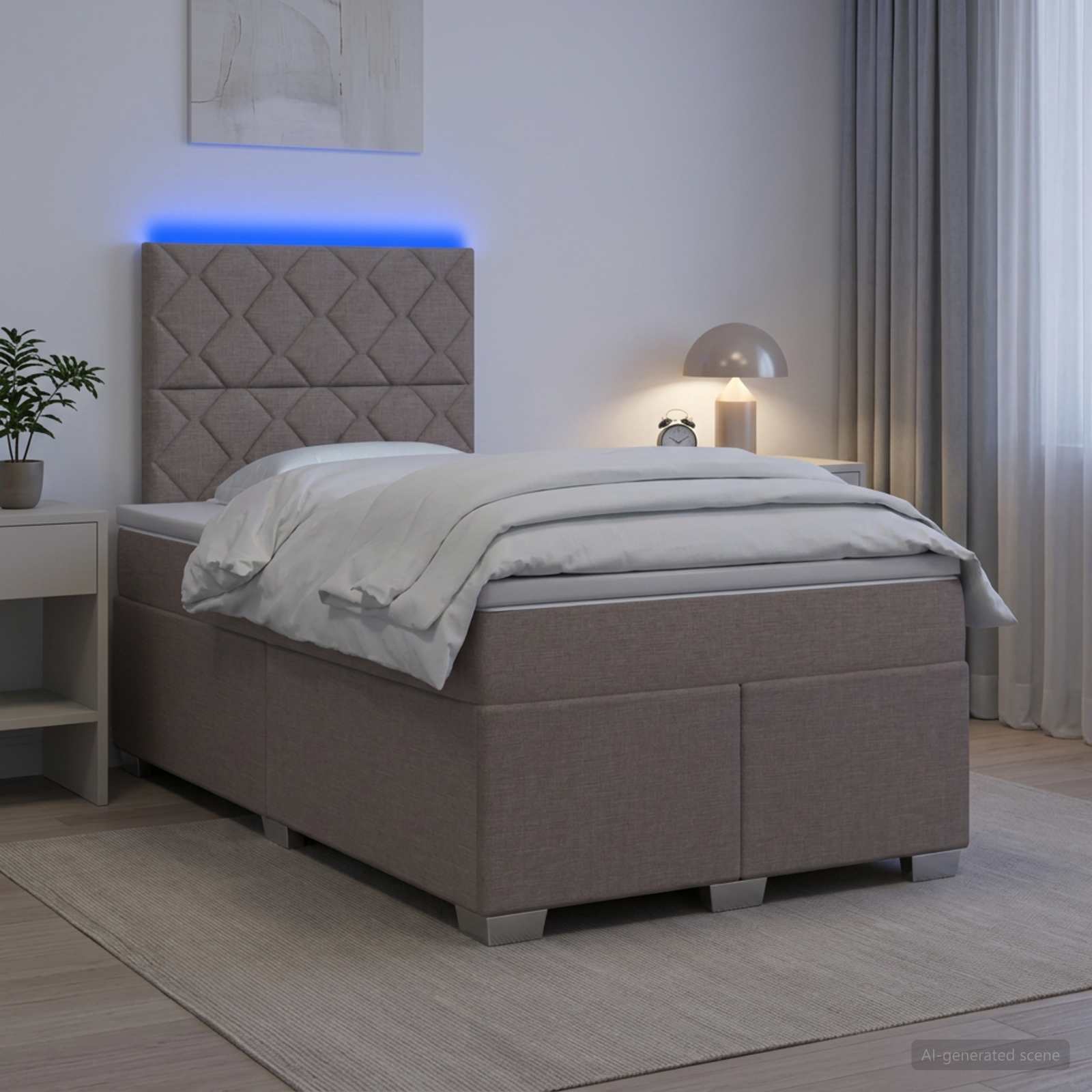 Κρεβάτι box spring με στρώμα Taupe 120 x 190 cm Ύφασμα - Pakobazaar