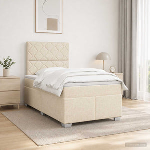 Κρεβάτι box spring με στρώμα Κρεμ 120 x 200 cm Ύφασμα - Pakobazaar