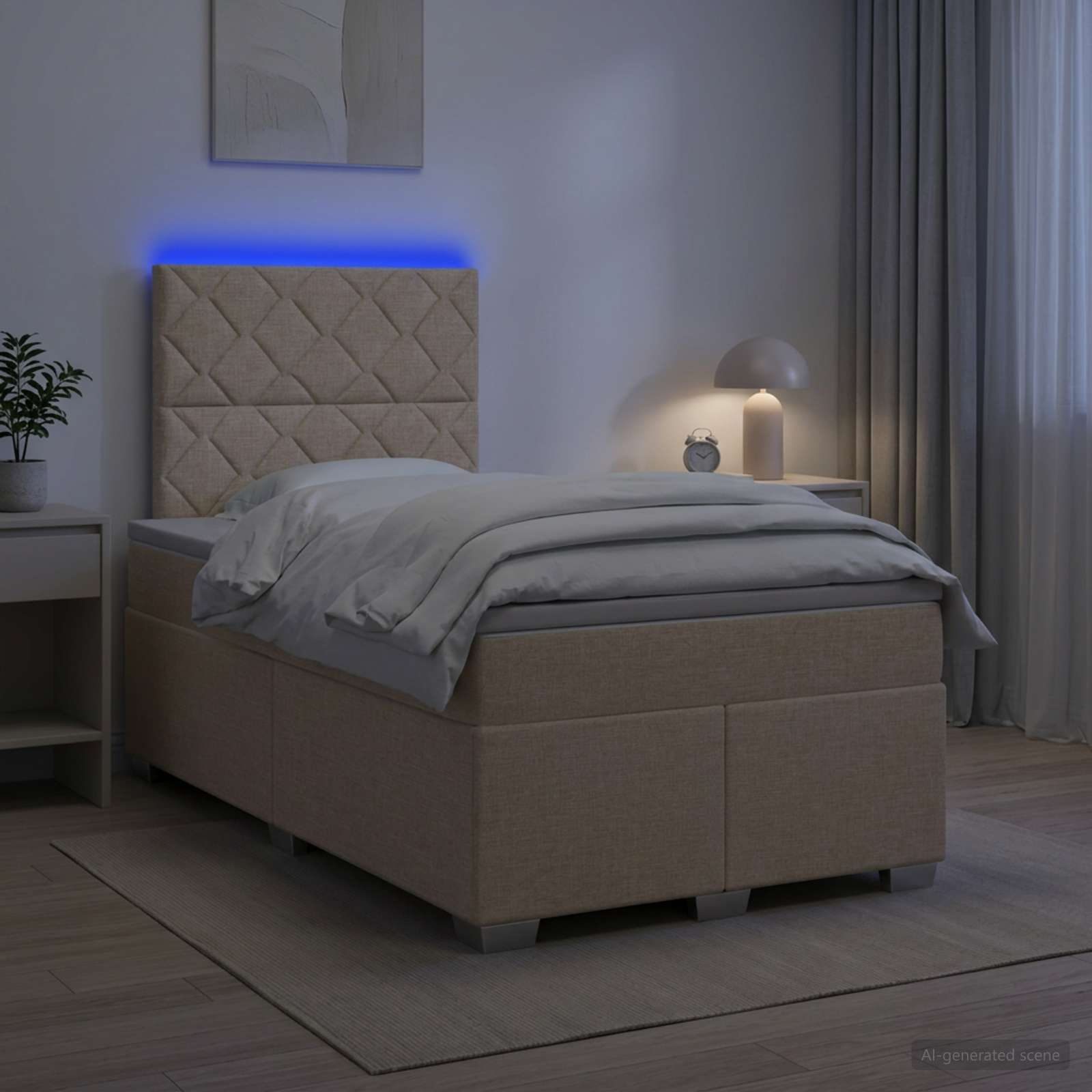 Κρεβάτι box spring με στρώμα Κρεμ 120 x 200 cm Ύφασμα - Pakobazaar