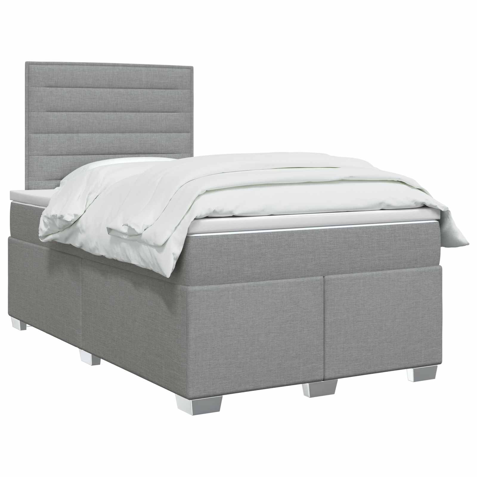 Κρεβάτι box spring με στρώμα Ανοιχτό γκρι 120 x 200 cm Ύφασμα - Pakobazaar