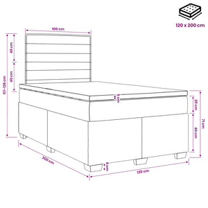 Κρεβάτι box spring με στρώμα Μαύρο 120 x 200 cm Ύφασμα
