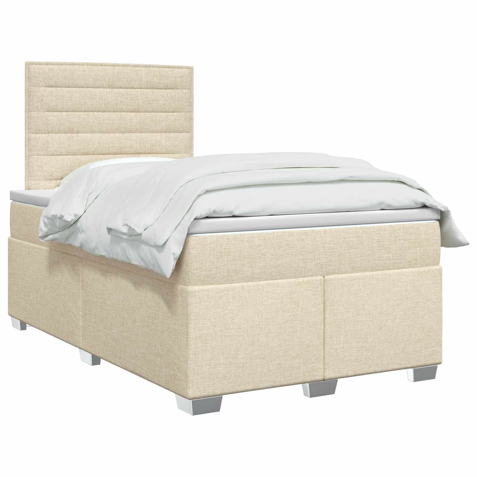 Κρεβάτι box spring με στρώμα Κρεμ 120 x 200 cm Ύφασμα - Pakobazaar