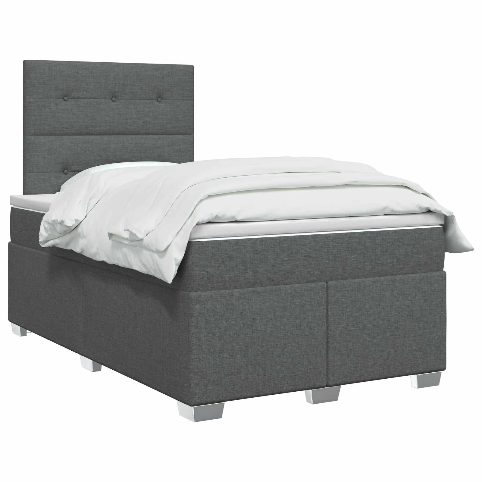 Κρεβάτι box spring με στρώμα Σκούρο Γκρι 120 x 200 cm Ύφασμα - Pakobazaar