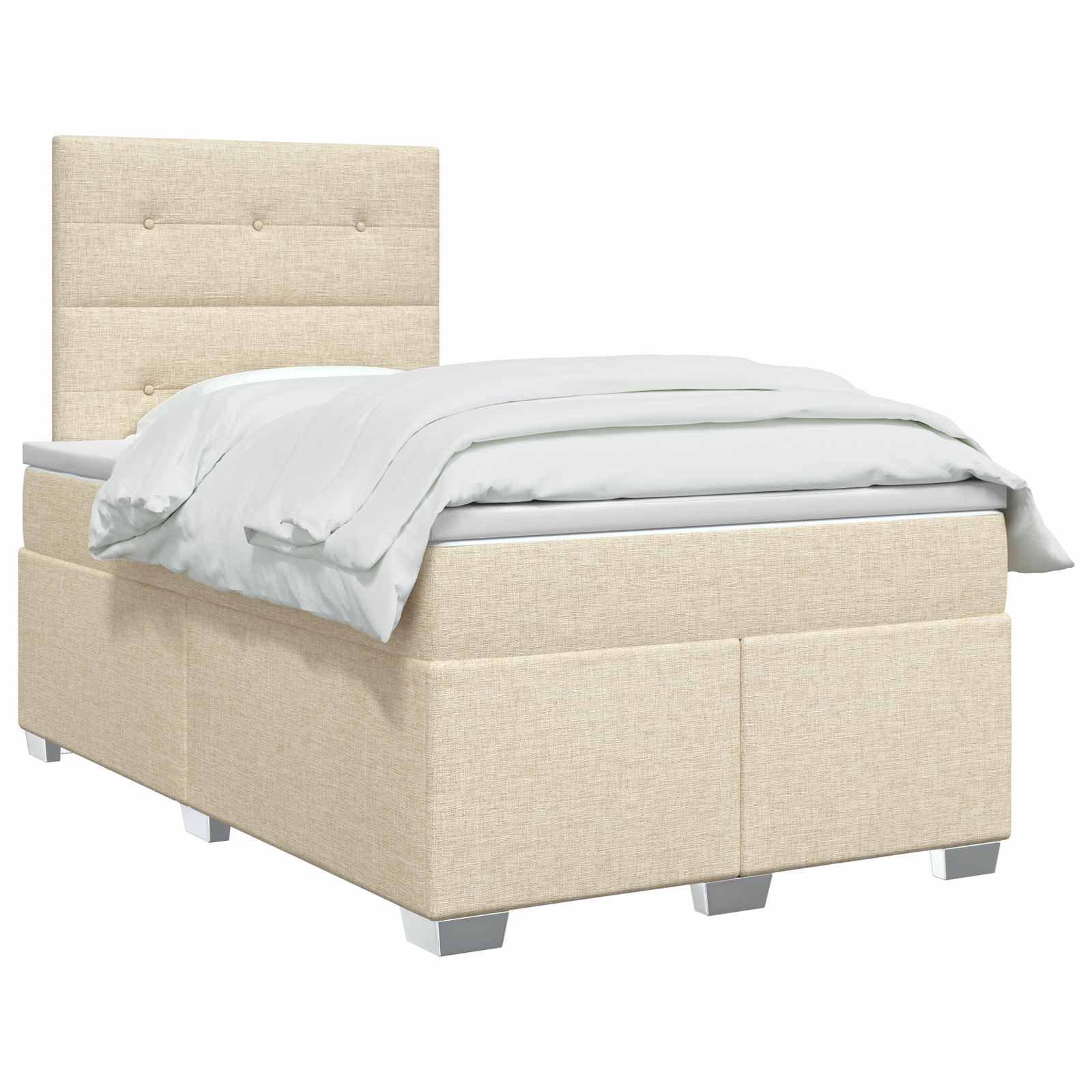 Κρεβάτι box spring με στρώμα Κρεμ 120 x 200 cm Ύφασμα - Pakobazaar