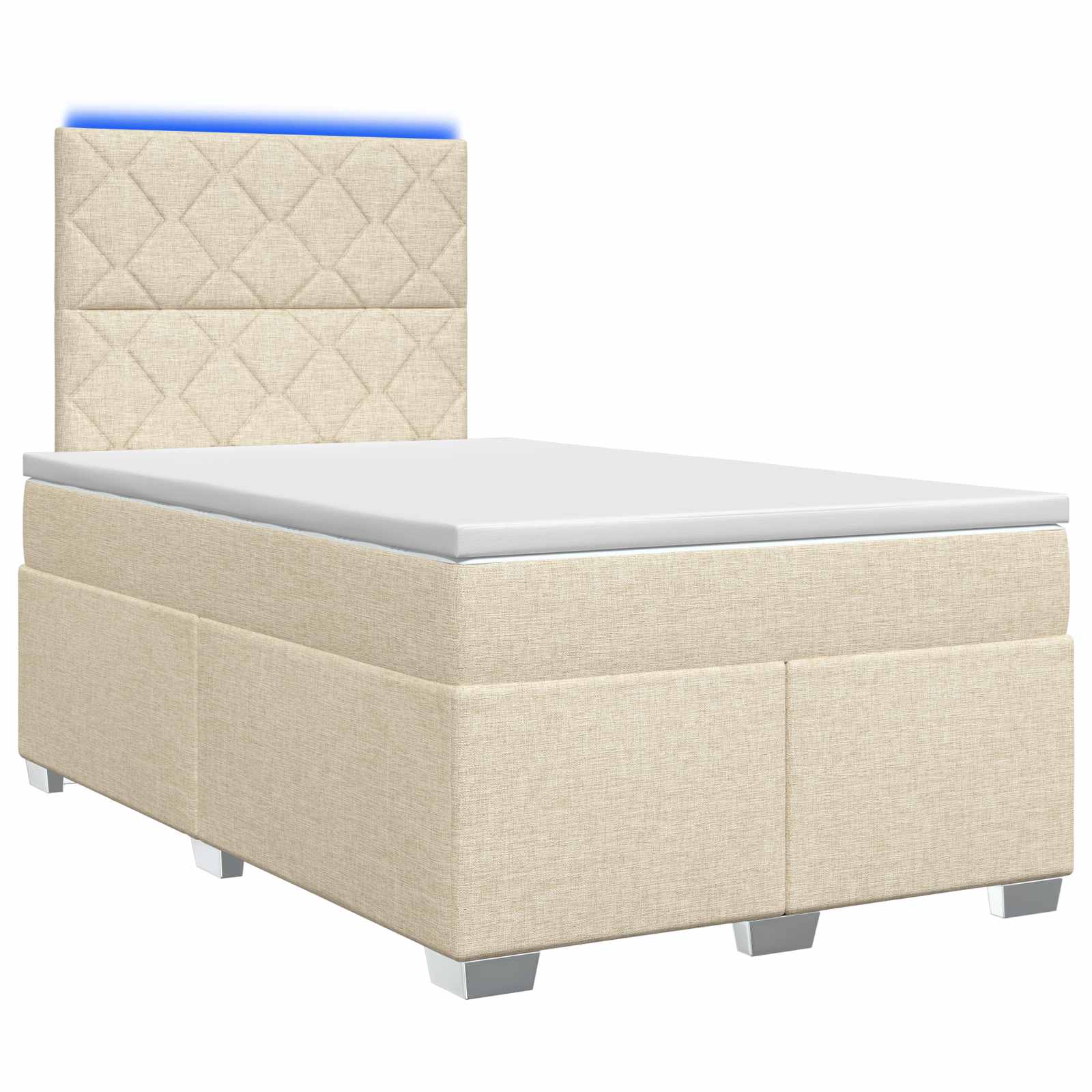 Κρεβάτι box spring με στρώμα Κρεμ 120 x 200 cm Ύφασμα - Pakobazaar