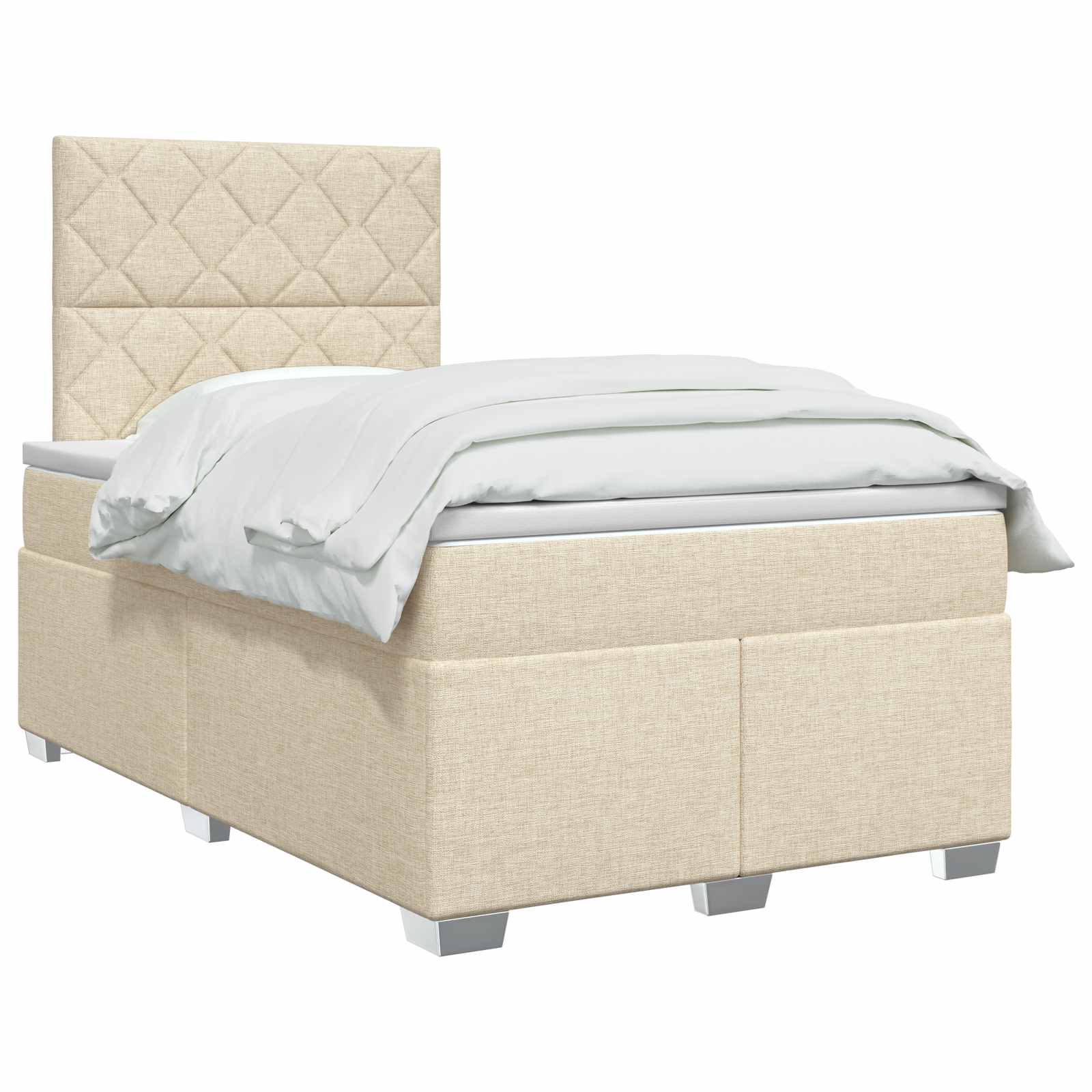 Κρεβάτι box spring με στρώμα Κρεμ 120 x 200 cm Ύφασμα - Pakobazaar
