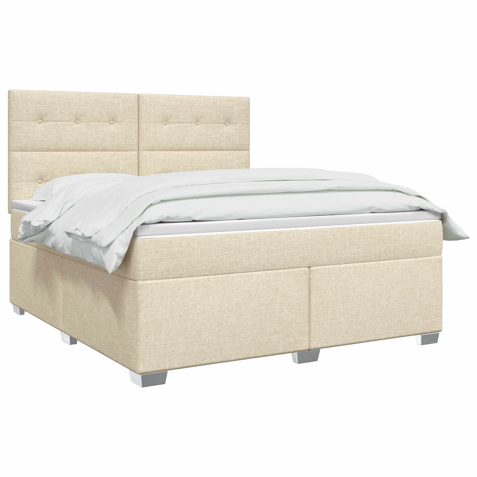 Κρεβάτι box spring με στρώμα Κρεμ 140 x 200 cm Ύφασμα