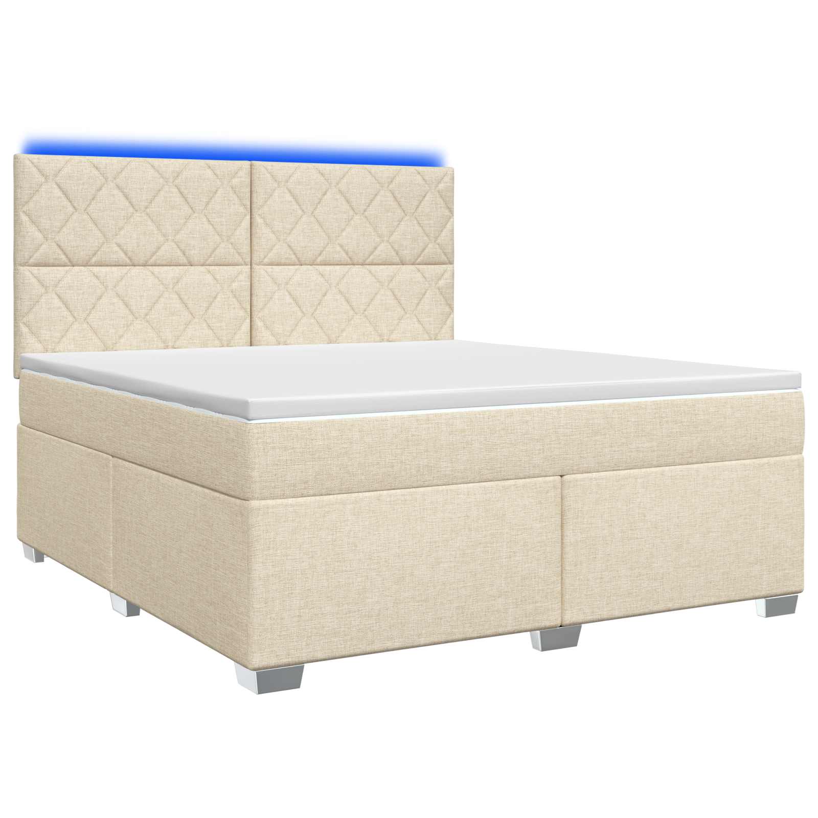 Κρεβάτι box spring με στρώμα Κρεμ 160 x 200 cm Ύφασμα - Pakobazaar