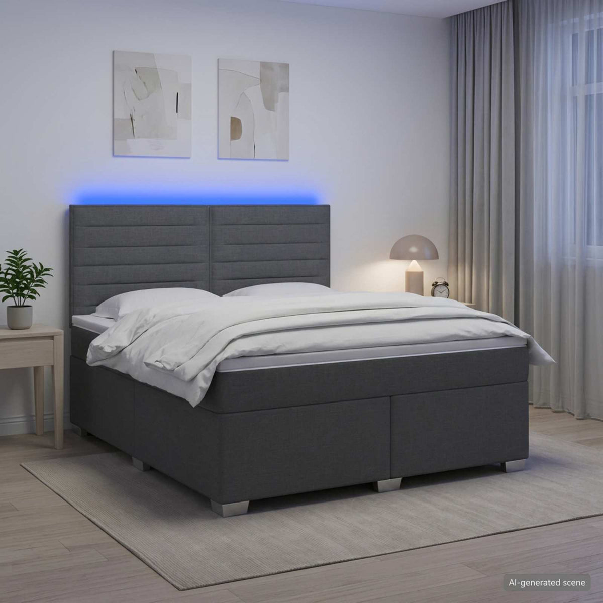 Κρεβάτι box spring με στρώμα Σκούρο Γκρι 180 x 200 cm Ύφασμα