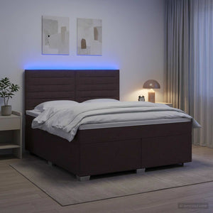 Κρεβάτι box spring με στρώμα Σκούρο Καφέ 140 x 200 cm Ύφασμα - Pakobazaar