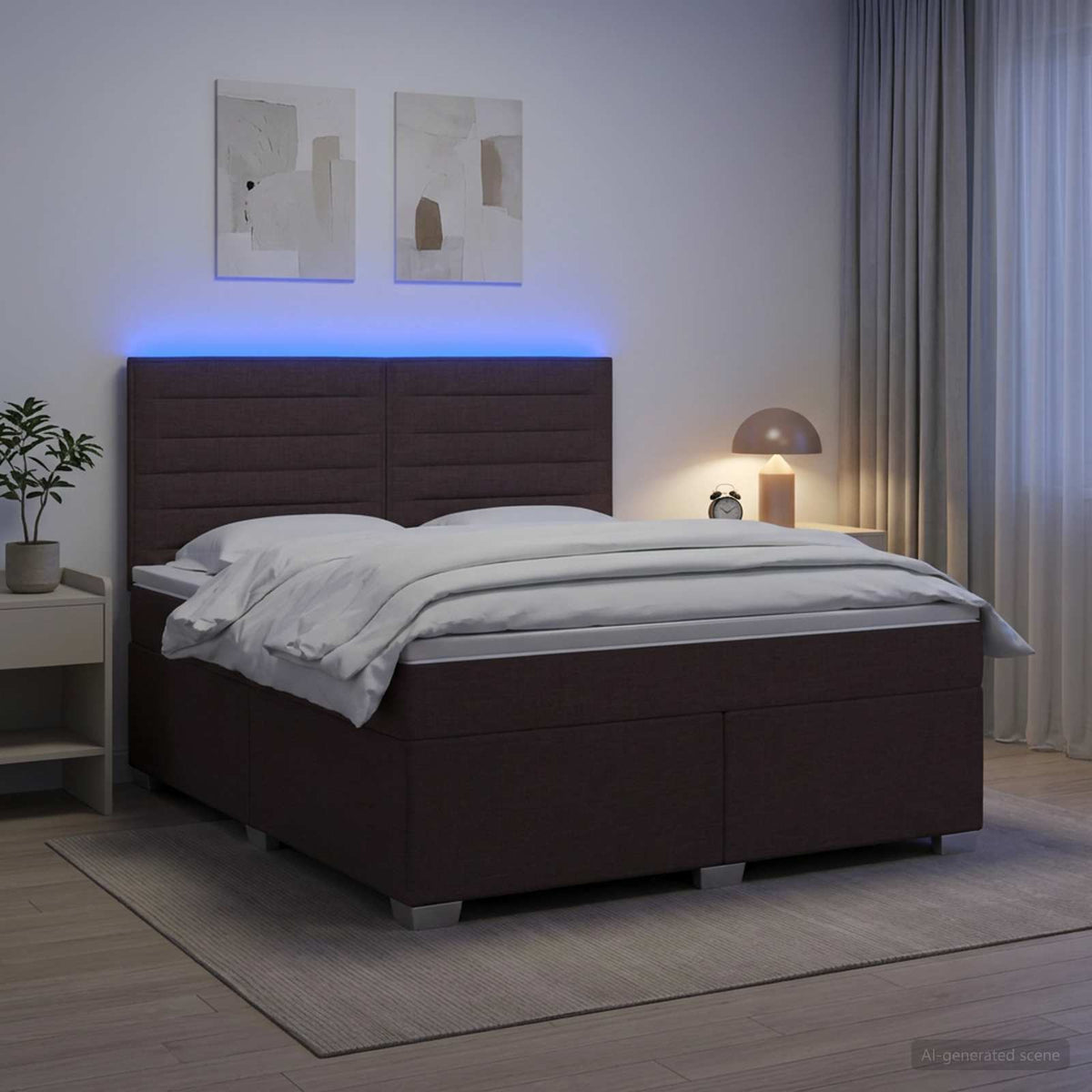 Κρεβάτι box spring με στρώμα Σκούρο Καφέ 180 x 200 cm Ύφασμα