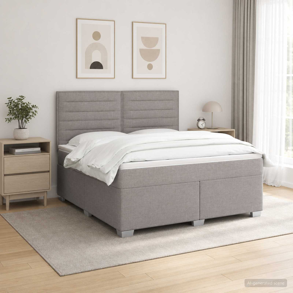 Κρεβάτι box spring με στρώμα Taupe 160 x 200 cm Ύφασμα