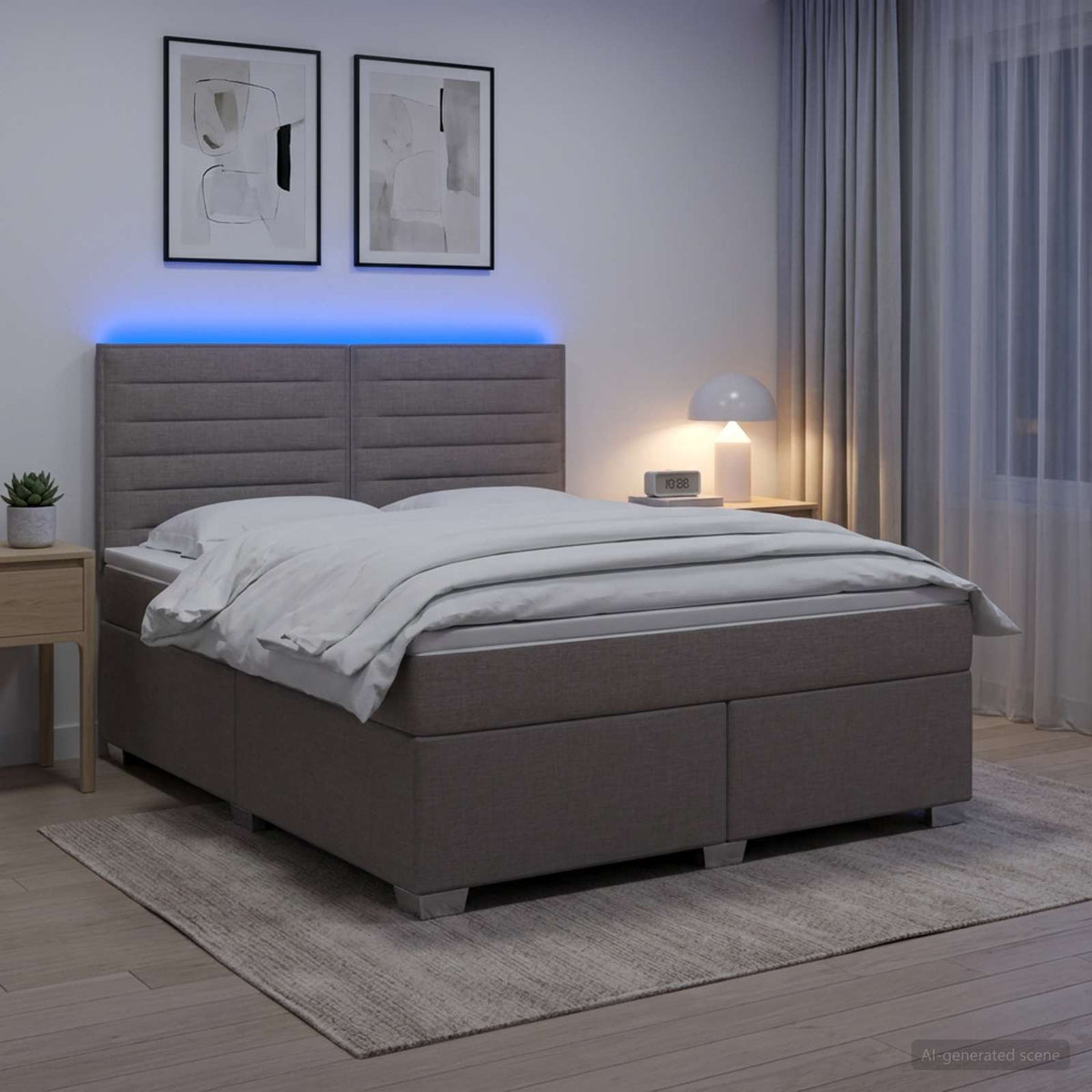 Κρεβάτι box spring με στρώμα Taupe 180 x 200 cm Ύφασμα