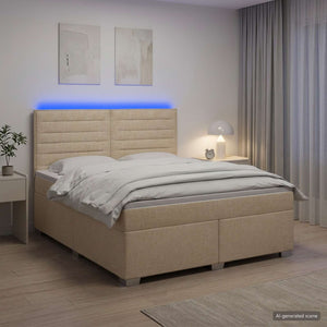 Κρεβάτι box spring με στρώμα Κρεμ 140 x 200 cm Ύφασμα - Pakobazaar