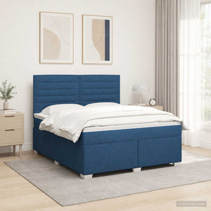 Κρεβάτι box spring με στρώμα Μπλε 140 x 190 cm Ύφασμα - Pakobazaar