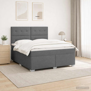 Κρεβάτι box spring με στρώμα Σκούρο Γκρι 180 x 200 cm Ύφασμα - Pakobazaar