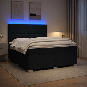 Κρεβάτι box spring με στρώμα Μαύρο 140 x 200 cm Ύφασμα - Pakobazaar