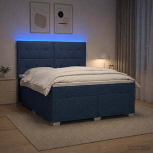 Κρεβάτι box spring με στρώμα Μπλε 180 x 200 cm Ύφασμα - Pakobazaar