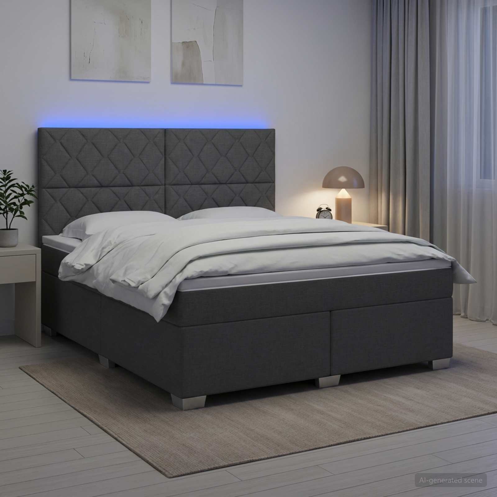 Κρεβάτι box spring με στρώμα Σκούρο Γκρι 180 x 200 cm Ύφασμα - Pakobazaar
