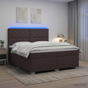 Κρεβάτι box spring με στρώμα Σκούρο Καφέ 180 x 200 cm Ύφασμα - Pakobazaar