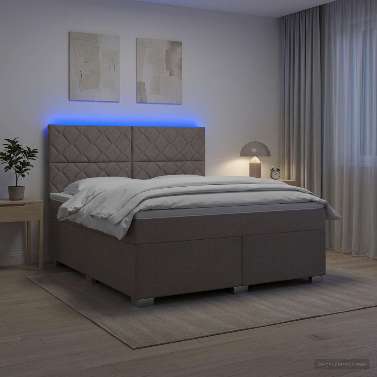 Κρεβάτι box spring με στρώμα Taupe 180 x 200 cm Ύφασμα - Pakobazaar