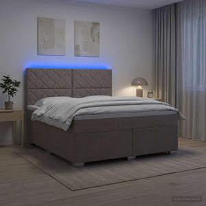 Κρεβάτι box spring με στρώμα Taupe 180 x 200 cm Ύφασμα - Pakobazaar