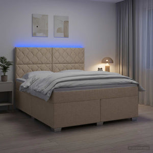 Κρεβάτι box spring με στρώμα Κρεμ 180 x 200 cm Ύφασμα - Pakobazaar