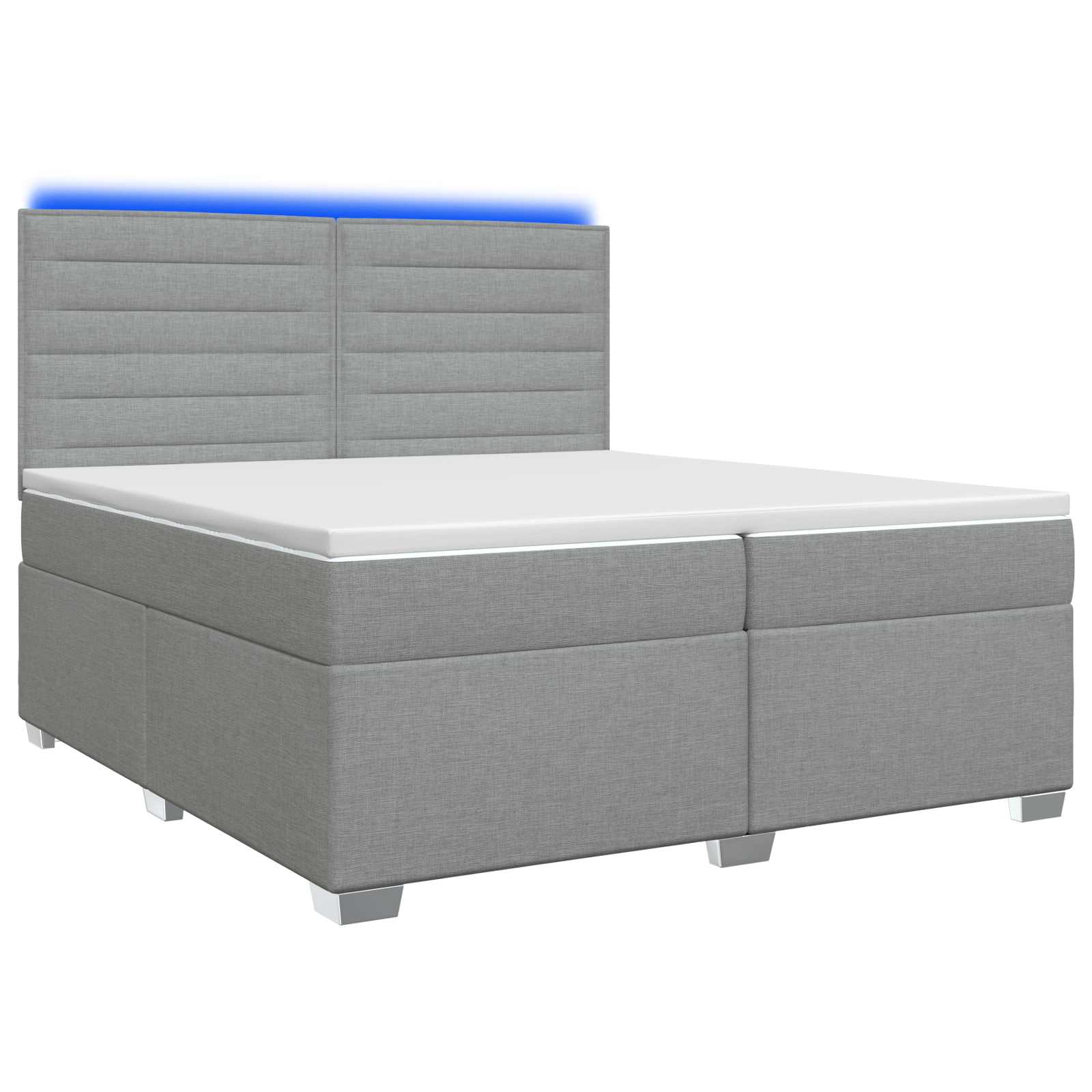 Κρεβάτι box spring με στρώμα Ανοιχτό γκρι 200 x 200 cm Ύφασμα - Pakobazaar