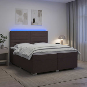 Κρεβάτι box spring με στρώμα Σκούρο Καφέ 200 x 200 cm Ύφασμα - Pakobazaar