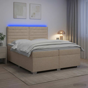 Κρεβάτι box spring με στρώμα Κρεμ 200 x 200 cm Ύφασμα
