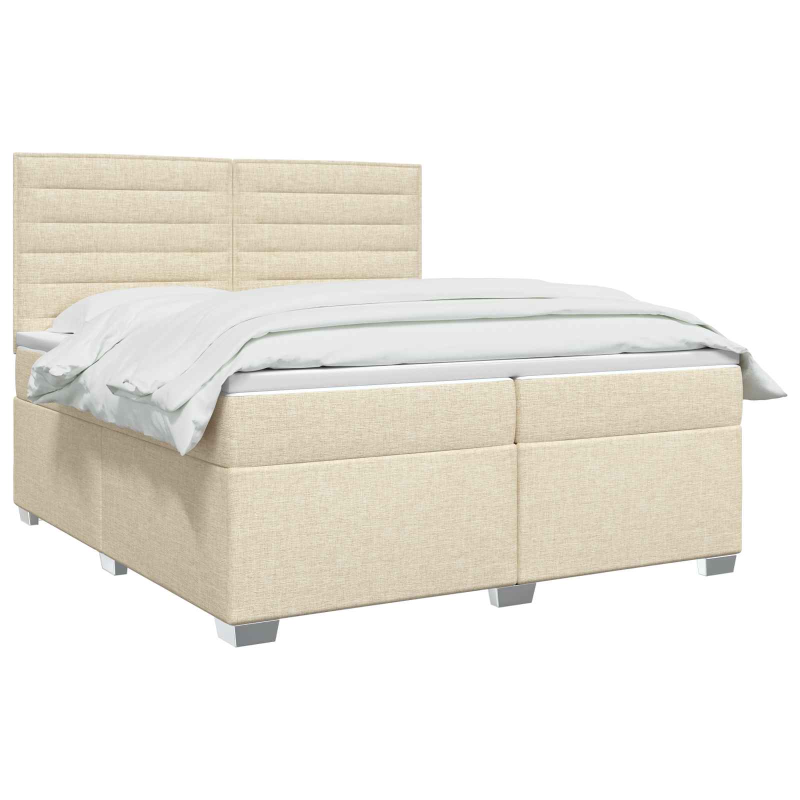Κρεβάτι box spring με στρώμα Κρεμ 200 x 200 cm Ύφασμα - Pakobazaar