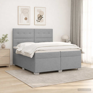 Κρεβάτι box spring με στρώμα Ανοιχτό γκρι 200 x 200 cm Ύφασμα - Pakobazaar